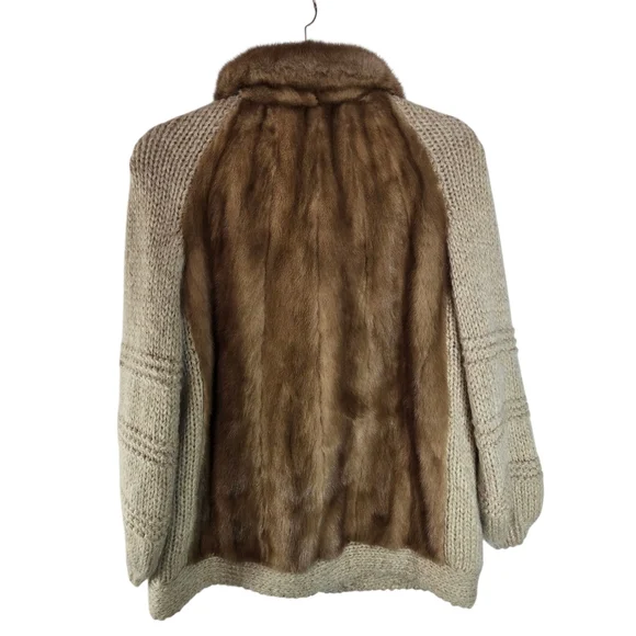 Vtg 70s  Mink Front Sweater Jacket Albert Furs - Picture 2 of 13